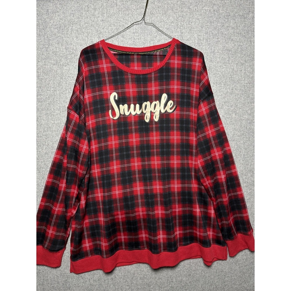 NWT Secret Treasures XL Womens Pajama Set Red Black Plaid Top Pants Snuggle